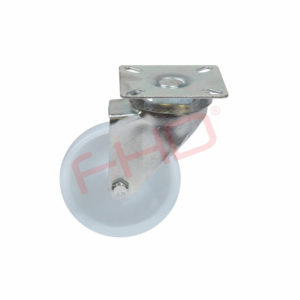 Industrial Castor with Plate, White Nylon Wheel