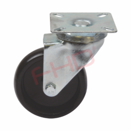 Industrial Castor with Plate, Black Nylon Wheel