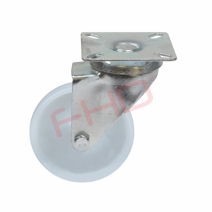 Industrial Castor with Plate, White Nylon Wheel