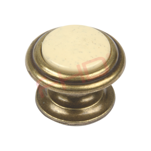Antique Brass with Ceramic Center Knob D32mm