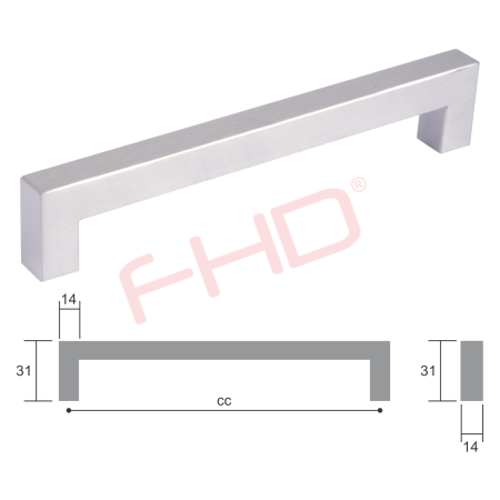 Square D Bar Handle W41mm