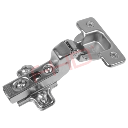 Interchangeable Series Clip-On Hinge - 35mm, 2 Hole Plate (4 cc configuration) with Euro Screws & Dowels (Hinge & Plate)