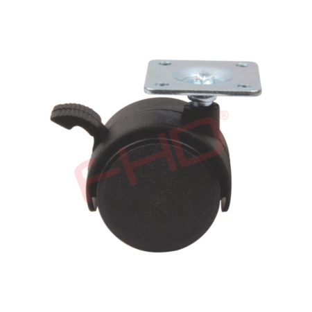 Twin Wheel Castors with Plate & Brake